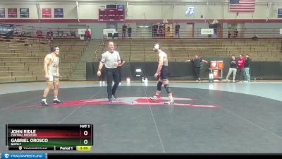 165 lbs 5th Place Match - Gabriel Orosco, Quincy vs John Ridle, Central Missouri