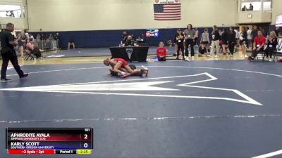 101 lbs 5th Place Match - Aphrodite Ayala, Simpson University (CA) vs Karly Scott, Southern Oregon University