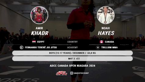 Amir Khadr vs Noah Hayes 2024 ADCC Niagara Open