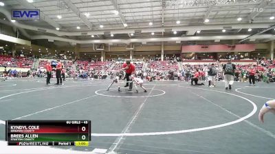45 lbs Champ. Round 1 - Brees Allen, Stanton County vs Kyndyl Cole, Kingman County