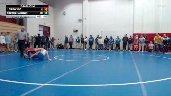 120 lbs Cons. Round 3 - Diego Yoo, Hamilton Southeastern vs Draven Hamilton, Evansville Mater Dei