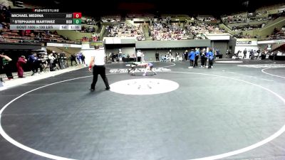 100 lbs Round Of 16 - Michael Medina, Justin Garza vs Stephanie Martinez, Highland (Bakersfield)