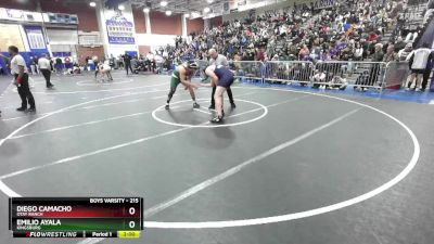 215 lbs Champ. Round 2 - Emilio Ayala, Kingsburg vs Diego Camacho, Otay Ranch