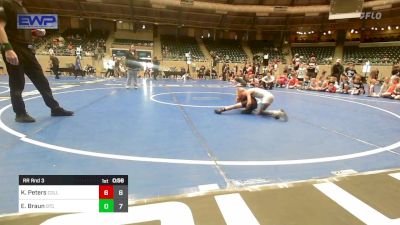 55 lbs Rr Rnd 3 - Kaysen Peters, Collinsville Cardinal Youth Wrestling vs Emerson Braun, Owasso Takedown Club