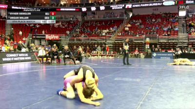 2A-165 lbs 5th Place Match - Ryker Dengler, West Liberty vs Degan Miller, Greene County