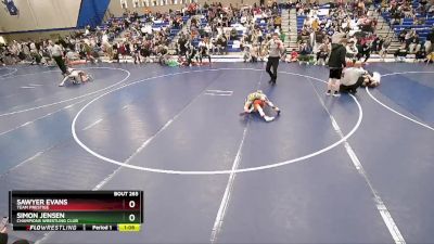 64 lbs Quarterfinal - Sawyer Evans, Team Prestige vs Simon Jensen, Champions Wrestling Club