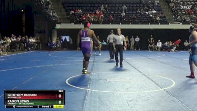 285 lbs Cons. Round 3 - Ka`Ron Lewis, University Of The Ozarks vs Geoffrey Hudson, Westminster
