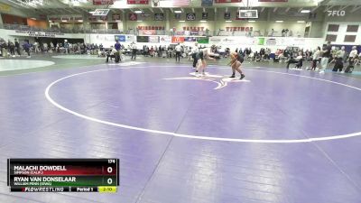 174 lbs Cons. Round 1 - Ryan Van Donselaar, William Penn (Iowa) vs Malachi Dowdell, Simpson (Calif.)