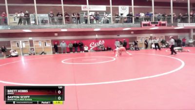 120 lbs Semifinal - Brett Hobbs, Grace vs Saxton Scott, Idaho Falls High School