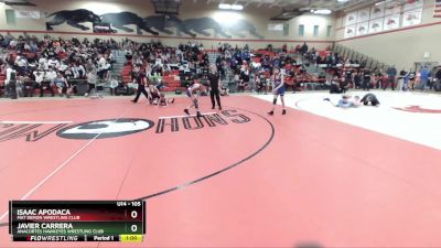 105 lbs Champ. Round 1 - Javier Carrera, Anacortes Hawkeyes Wrestling Club vs Isaac Apodaca, Mat Demon Wrestling Club