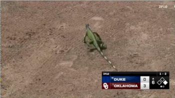 An Iguana Takes Over The Field During Duke Vs. Oklahoma At The 2024 Puerto Vallarta College Challenge