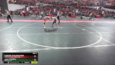 130 lbs Cons. Semi - Liam Powell, River Valley vs Carter Stauffacher, Warrior Youth Wrestling