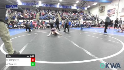 75 lbs Semifinal - Carlos Cabrera, Warner Eagles Youth Wrestling vs Jace Wynn, Grove Takedown Club