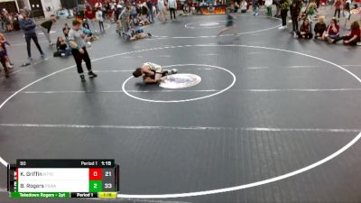 90 lbs Round 2 (3 Team) - Bryant Rogers, Palmetto State Wrestling Academy vs Kingston Griffin, Ninety Six