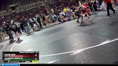 119 lbs Quarterfinal - Jacob Ness, Black Fox Wrestling Academy vs Kameron Green Jr., Nebraska