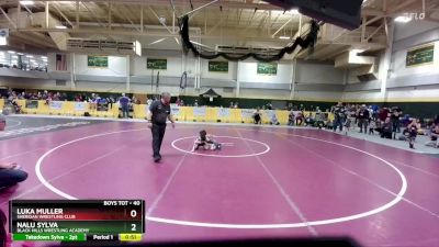 40 lbs Cons. Semi - Luka Muller, Sheridan Wrestling Club vs Nalu Sylva, Black Hills Wrestling Academy