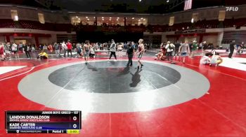 157 lbs Cons. Semi - Landon Donaldson, Broken Arrow Wrestling Club vs Kade Carter, Shawnee Wrestling Club