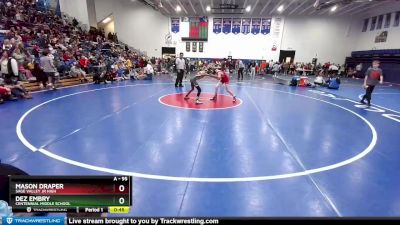 95 lbs Quarterfinal - Dez Embry, Centennial Middle School vs Mason Draper, Sage Valley Jr High