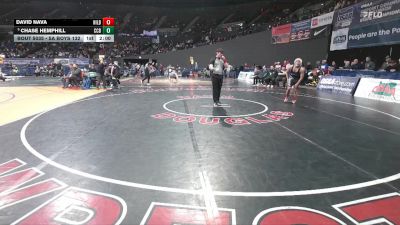 5A Boys 132 lbs Champ. Round 1 - Chase Hemphill, Crook County Boys vs David Nava, Hillsboro Boys