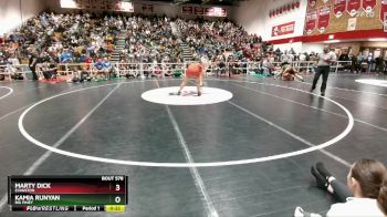 190 lbs 3rd Place Match - Marty Dick, Evanston vs Kamia Runyan, Big Piney