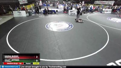 55 lbs Quarterfinal - Haley Jeffries, California vs Savina Burgo, Legion Wrestling Club