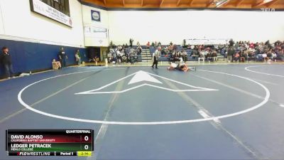 174 lbs Quarterfinal - David Alonso, California Baptist University vs Ledger Petracek, Menlo College