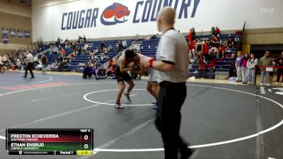 184 lbs 5th Place Match - Ethan Ensrud, Linfield University vs Preston Echeverria, Southern Oregon