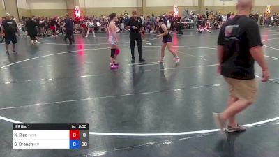 130 lbs Rr Rnd 1 - Kamilliah Rice, Florida Elite Wrestling vs Sarah Branch, Not Plain Jane's - Pink