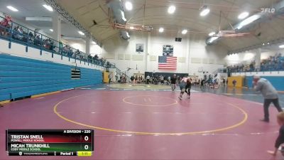 220 lbs Round 1 - Tristan Snell, Powell Middle School vs Micah Trunkhill, Cody Middle School