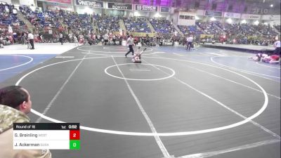 66 lbs Round Of 16 - Gage Breinling, West Grand vs Jayden Ackerman, Duran Elite