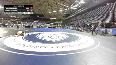 Girls 3A 125 lbs Cons. Round 3 - Lily Pedersen, Enumclaw (Girls) vs Paige Powers, Peninsula (Girls)