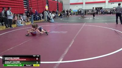 45 lbs Cons. Round 4 - Oakley Culver, Piedmont Wrestling Club vs Weston Shore, Patriots Wrestling Club-Dothan