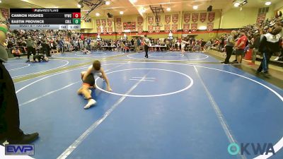 100 lbs Quarterfinal - Cannon Hughes, Verdigris Youth Wrestling vs Eastin Province, Collinsville Cardinal Youth Wrestling