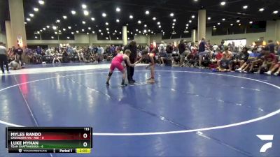 113 lbs Quarters & 3rd Wb (32 Team) - Luke Myhan, Team Chattanooga vs Myles Rando, Crusaders WC- Red