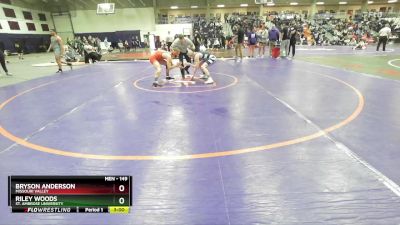 149 lbs Champ. Round 2 - Bryson Anderson, Missouri Valley vs Riley Woods, St. Ambrose University