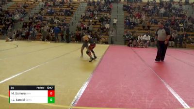 80 lbs Champ. Round 1 - John Sandal, Dakota Boyz Wrestling Club vs Maddix Samora, Owatonna Wrestling Academy