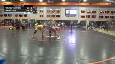 170 lbs Cons. Round 2 - Bristol VanZuiden, Williamsburg vs Hailey Cook, Marion