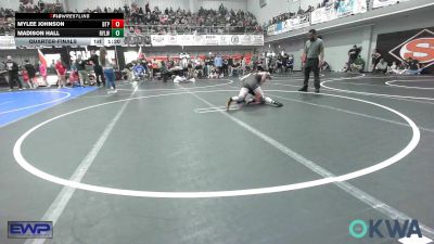 110 lbs Quarterfinal - Mylee Johnson, Tulsa Blue T Panthers vs Madison Hall, Roland Youth League Wrestling