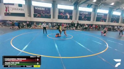 100 lbs Round 3 - Cassandra Medrano, Lightning Wrestling Club vs Madilynn Hine, Spartan Mat Club