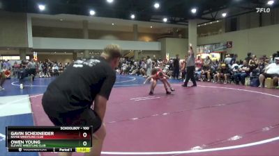 100 lbs Cons. Round 1 - Owen Young, Elevate Wrestling Club vs Gavin Schexneider, Rayne Wrestling Club