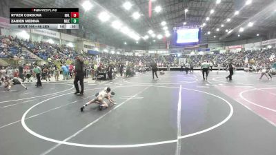 46 lbs Quarterfinal - Ryker Cordova, Rifle Youth Wrestling vs Zaiden Medina, Mile High WC