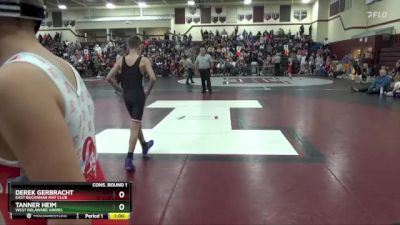 J-7 lbs Cons. Round 1 - Tanner Heim, West Delaware Hawks vs Derek Gerbracht, East Buchanan Mat Club