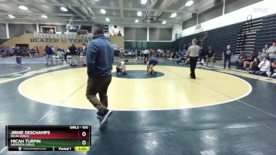 100 lbs Quarterfinal - Jirnie Deschamps, Kelso (Girls) vs Micah Turpin, Aberdeen (Girls)