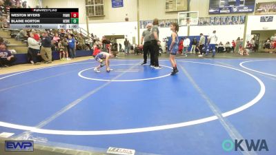 58 lbs Quarterfinal - Weston Myers, Pawhuska Elks Takedown vs Blaine Horton, Newkirk Takedown Club