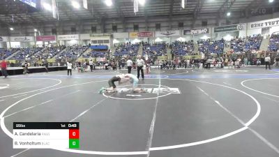 95 lbs Consi Of 8 #1 - Adam Candelaria, Pagosa Springs Middle School vs Brody Vonholtum, Black Fox Wrestling Academy