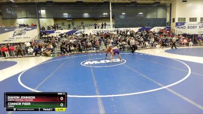 125 lbs Champ. Round 2 - Davion Johnson, North Central College vs Connor Fiser, Loras