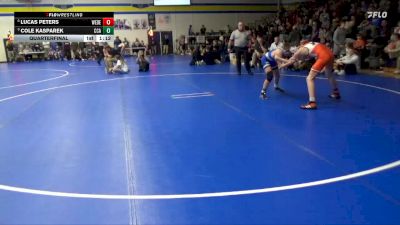 106 lbs Quarterfinal - Cole Kasparek, Clear Creek-Amana vs Lucas Peters, West Delaware, Manchester