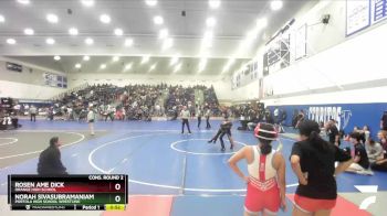 100 lbs Cons. Round 2 - Norah Sivasubramaniam, Portola High School Wrestling vs Rosen Ame Dick, Orange High School