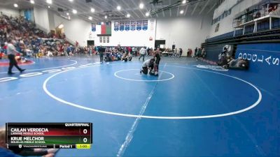 100 lbs Quarterfinal - Cailan Verdecia, Laramie Middle School vs Krue Melchor, Douglas Middle School