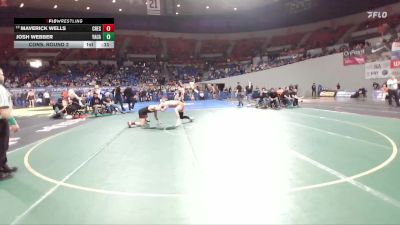 3A Boys 175 lbs Cons. Round 2 - Maverick Wells, Creswell Boys vs Josh Webber, Yamhill-Carlton Boys